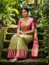 MIMOSA Green Kanjivaram Art Silk Saree — pose 7 styling detail