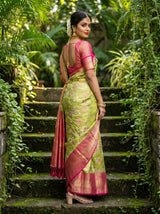 MIMOSA Green Kanjivaram Art Silk Saree — pose 9 styling detail