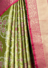 MIMOSA Green Kanjivaram Art Silk Saree — fleets shot full lifestyle