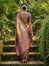 MIMOSA Maroon Kanjivaram Art Silk Saree — Unstitched Blouse Fabric