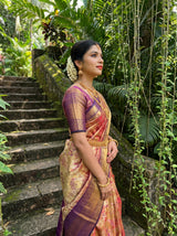MIMOSA Maroon Kanjivaram Art Silk Saree — Full View on Model