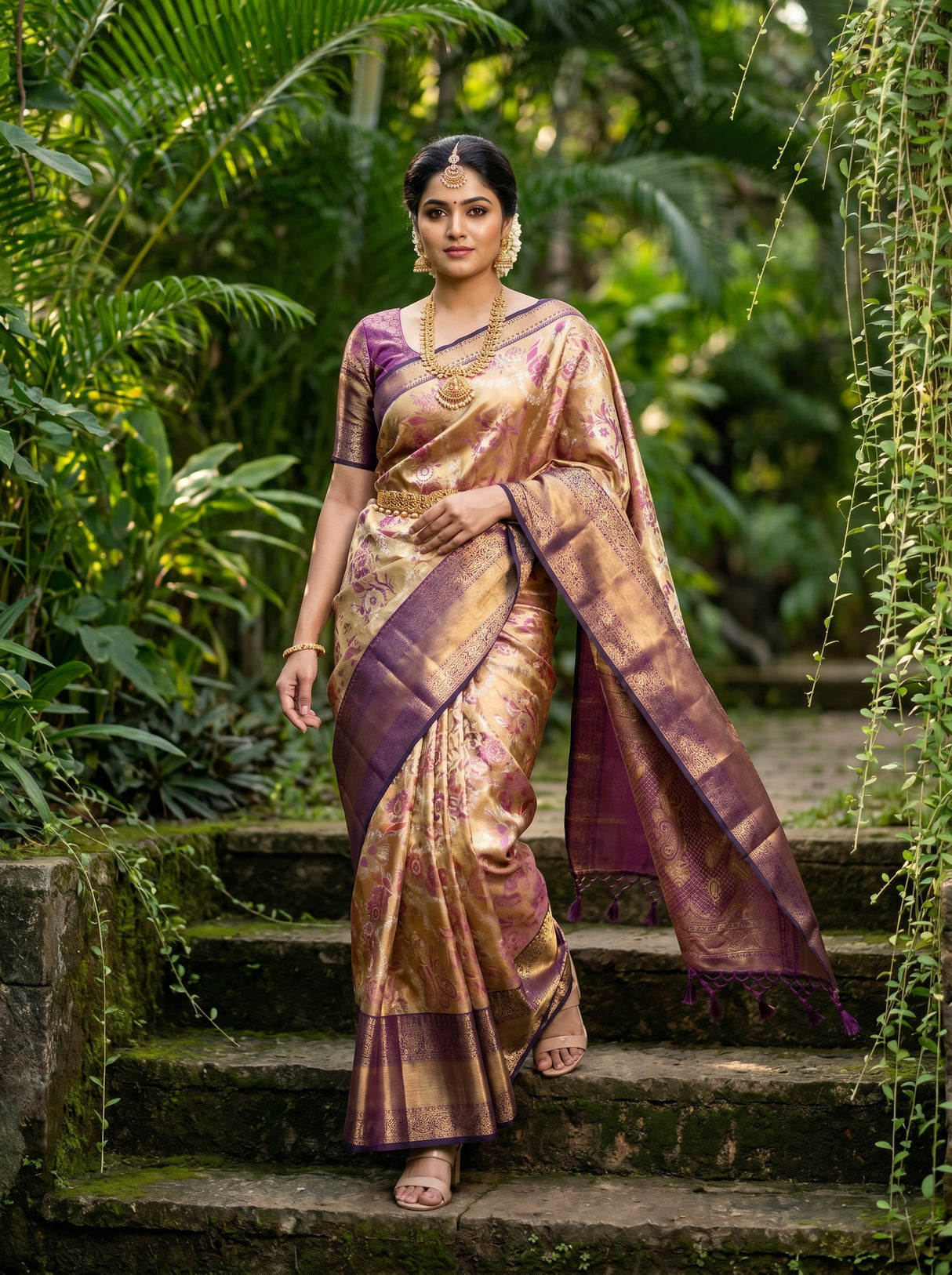 MIMOSA Maroon Kanjivaram Art Silk Saree — pose 6 styling detail