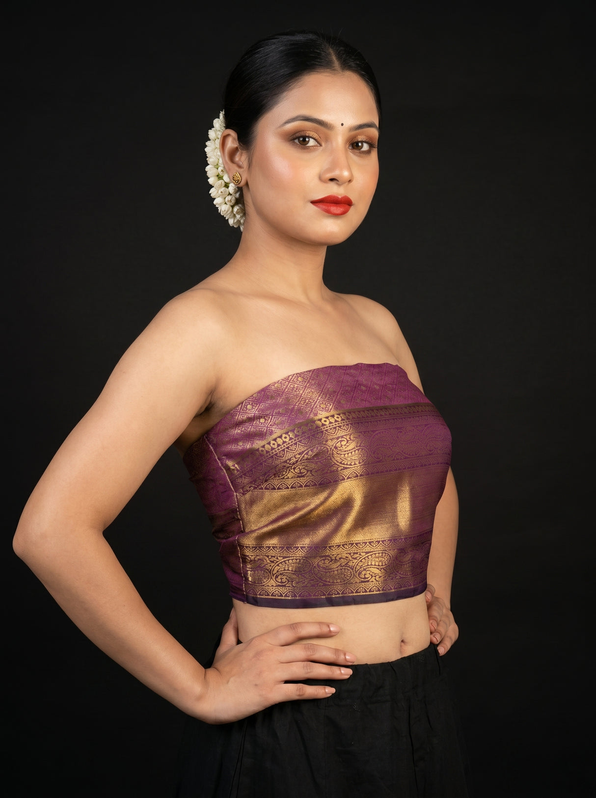 MIMOSA Maroon Kanjivaram Art Silk Saree — blouse close-up