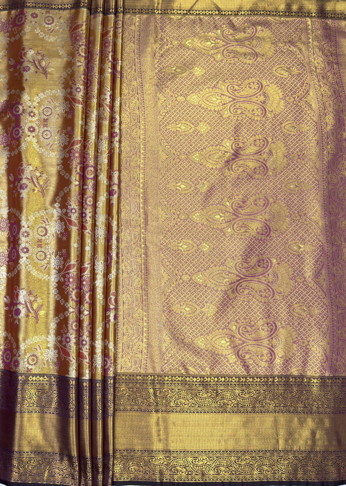 MIMOSA Maroon Kanjivaram Art Silk Saree — pallu and zari work detail