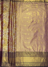 MIMOSA Maroon Kanjivaram Art Silk Saree — pallu and zari work detail