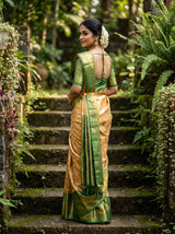 MIMOSA Orange Kanjivaram Art Silk Saree — pose 9 styling detail