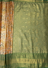 MIMOSA Orange Kanjivaram Art Silk Saree — pallu and zari work detail