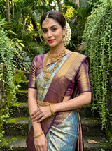 MIMOSA Saffire Kanjivaram Art Silk Saree — pose 10 styling detail