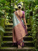 MIMOSA Saffire Kanjivaram Art Silk Saree — Unstitched Blouse Fabric