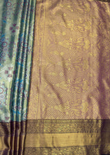 MIMOSA Saffire Kanjivaram Art Silk Saree — pallu and zari work detail