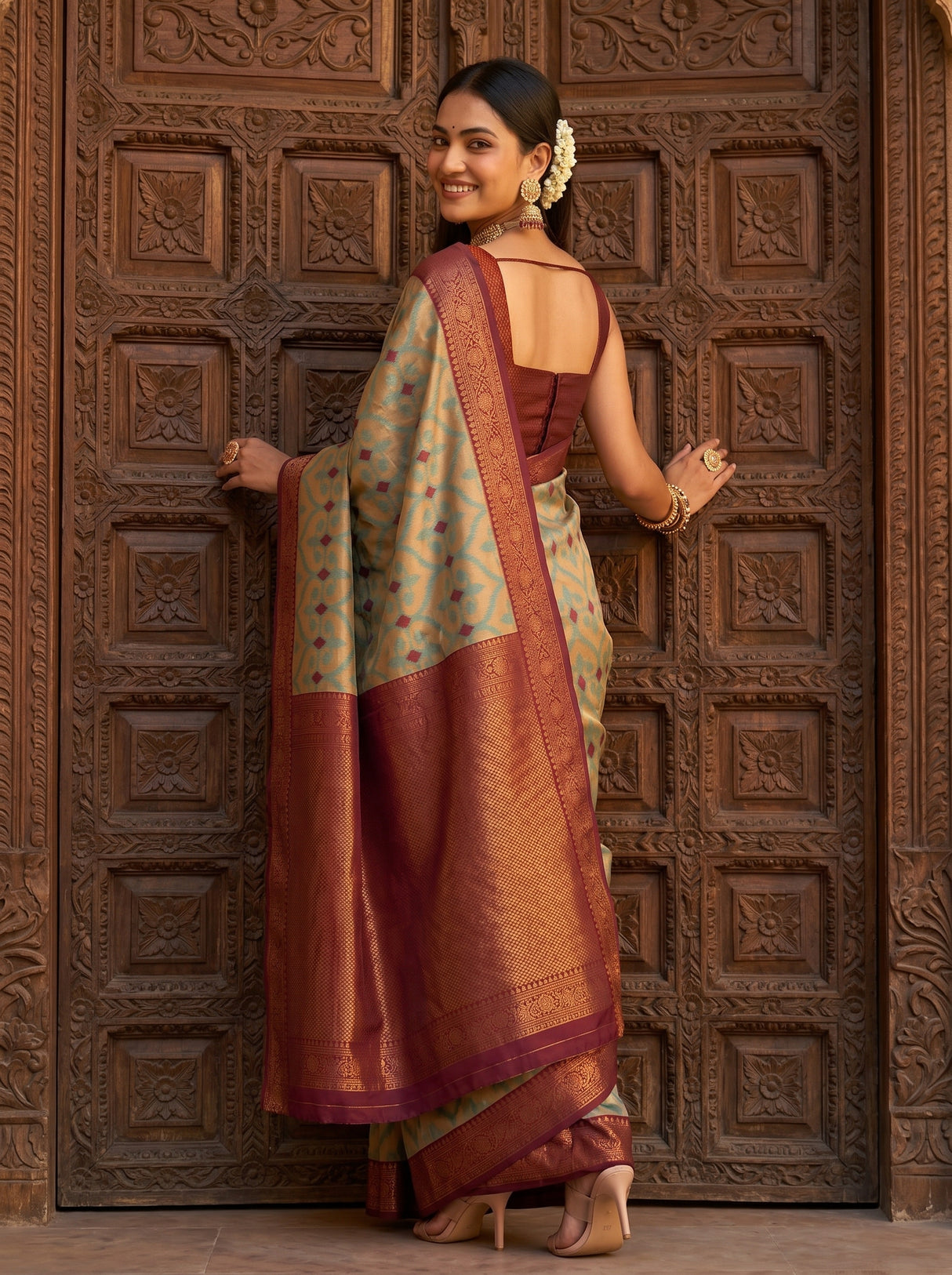 MIMOSA Chiku Saree Saree — pose 7 styling detail