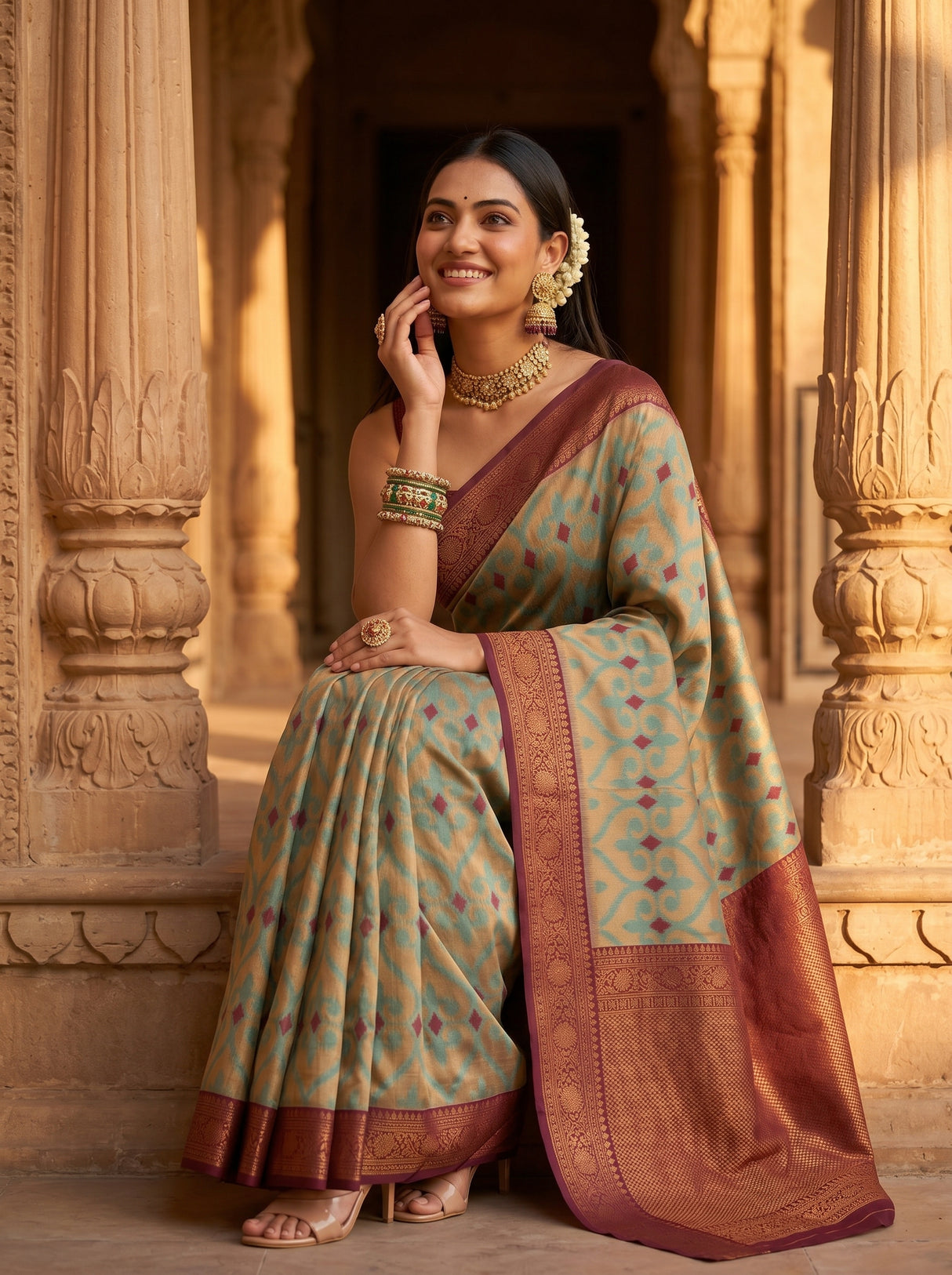 MIMOSA Chiku Saree Saree — pose 8 styling detail