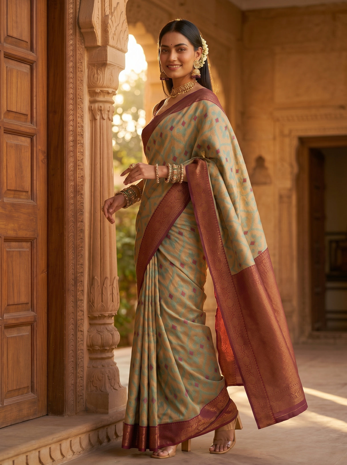MIMOSA Chiku Saree Saree — pose 9 styling detail