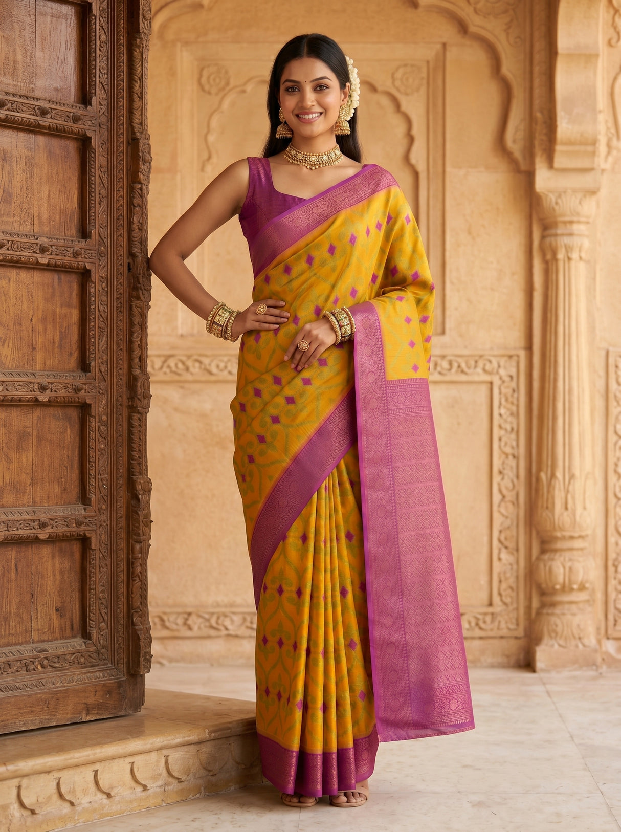 MIMOSA Gold Saree Saree — pose 4 styling detail