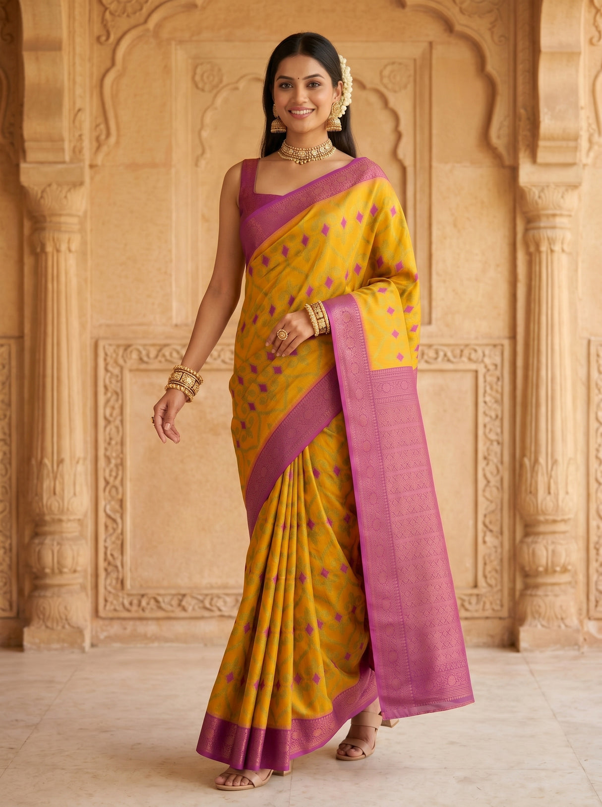MIMOSA Gold Saree Saree — pose 6 styling detail
