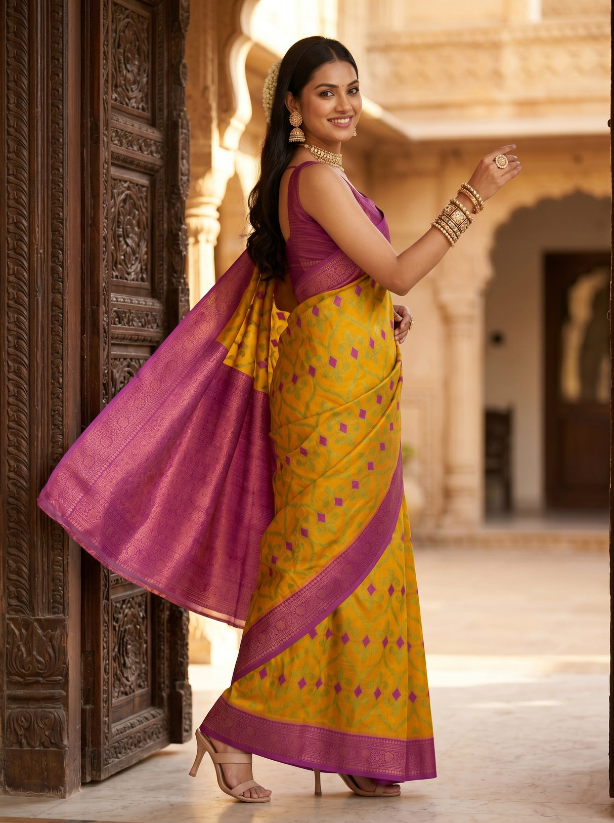 MIMOSA Gold Saree Saree — pose 9 styling detail