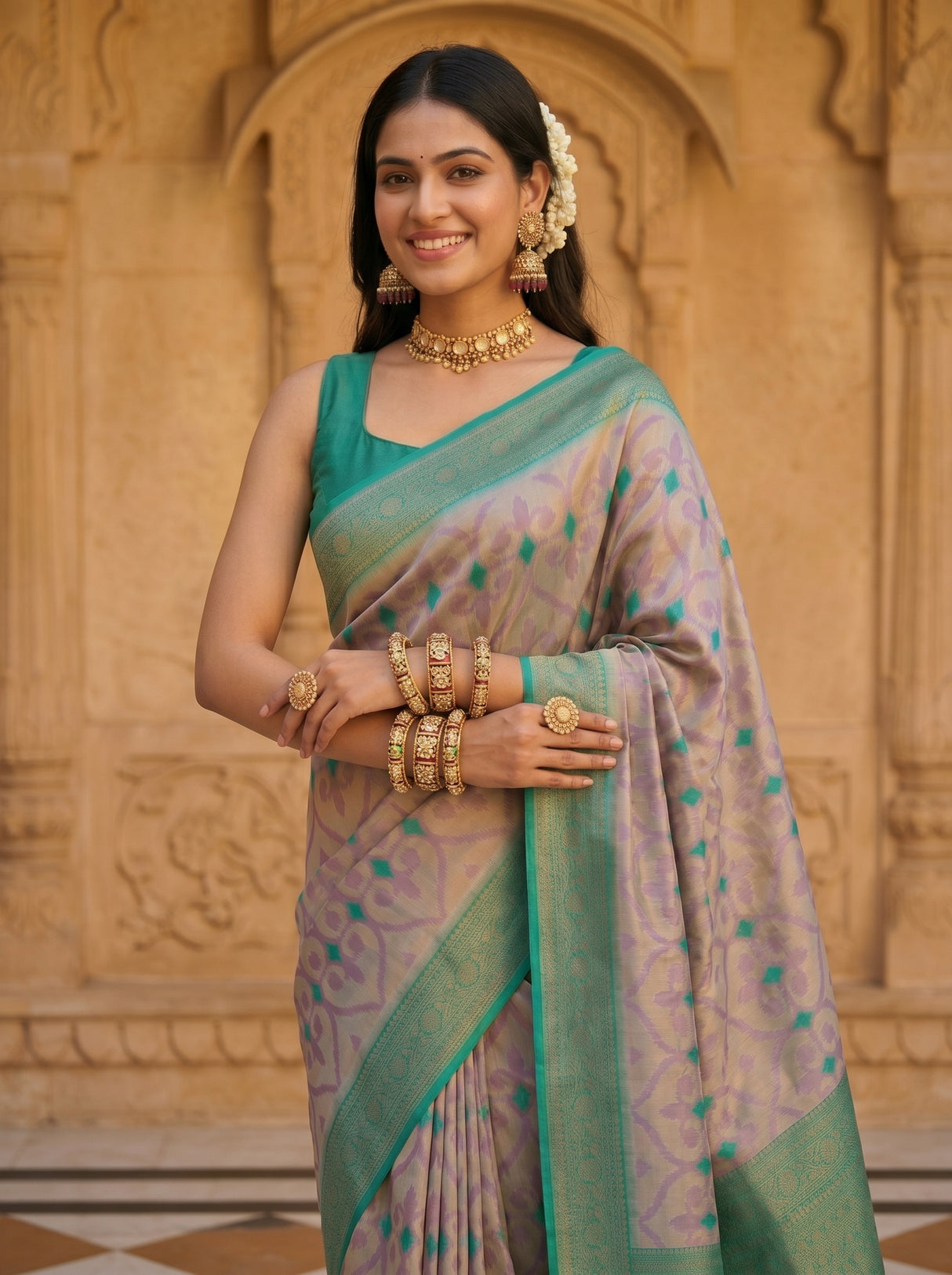 MIMOSA Grey Saree Saree — pose 10 styling detail