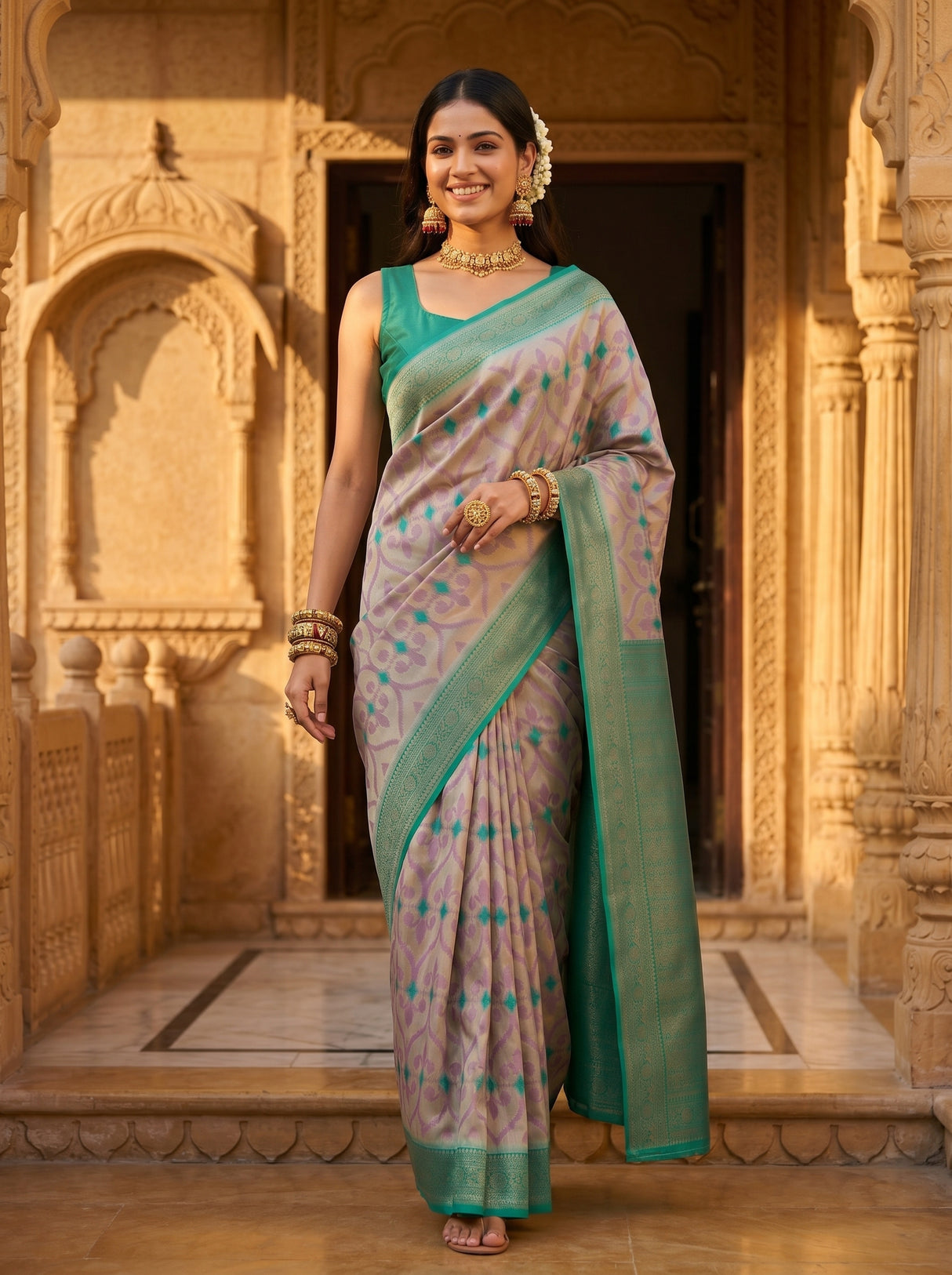 MIMOSA Grey Saree Saree — pose 6 styling detail