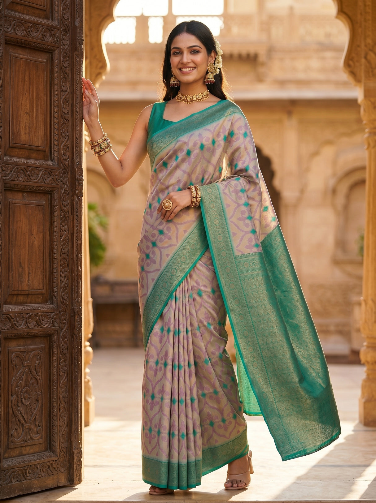 MIMOSA Grey Saree Saree — pose 9 styling detail