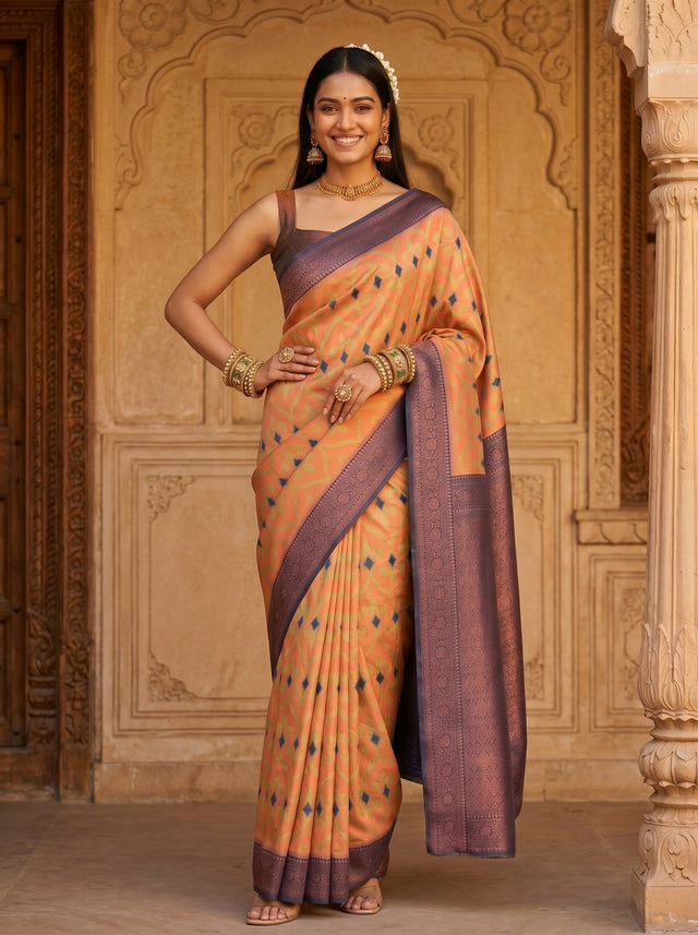 Peach  Saree