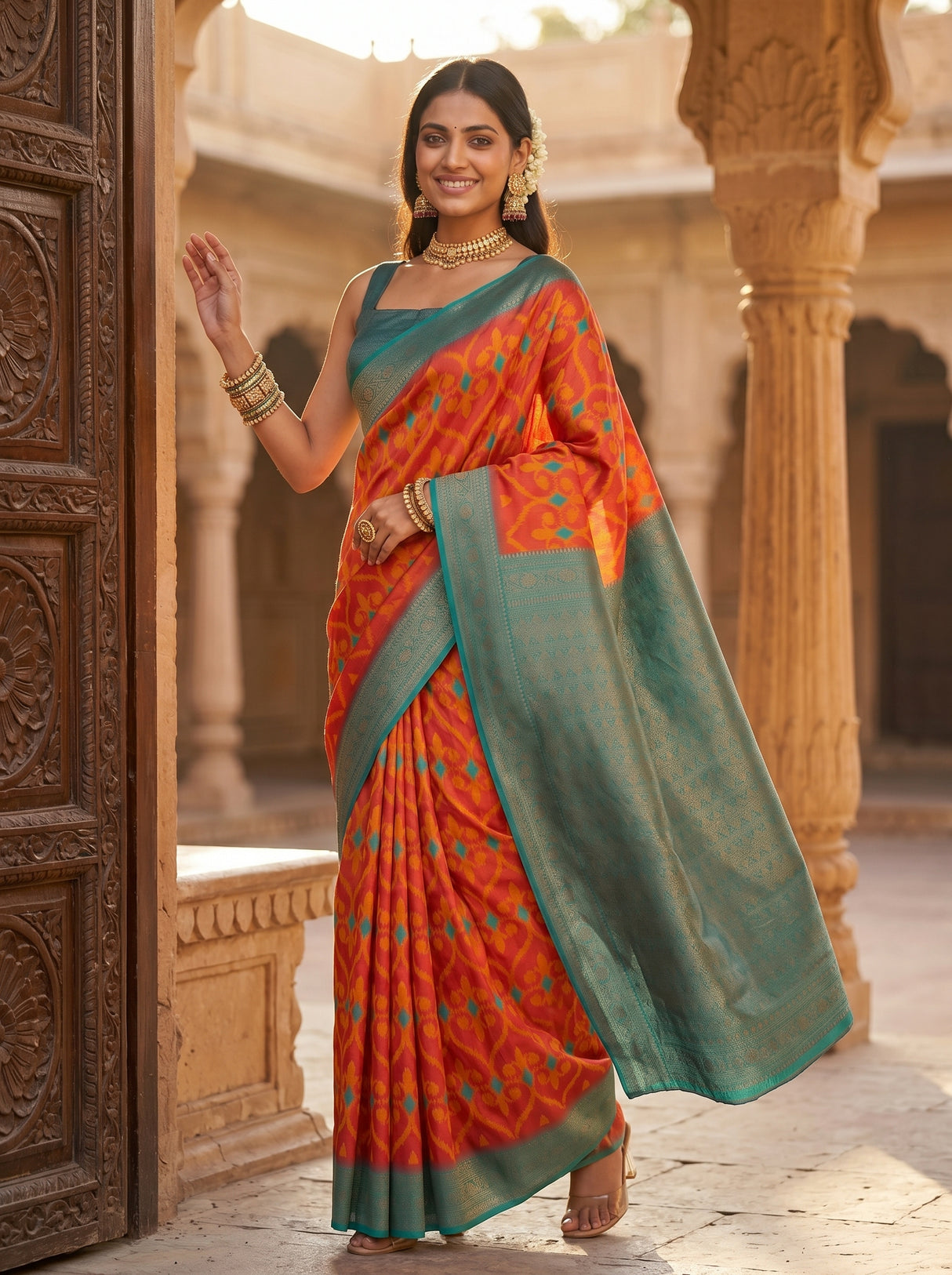 MIMOSA Strawberry Saree Saree — pose 9 styling detail