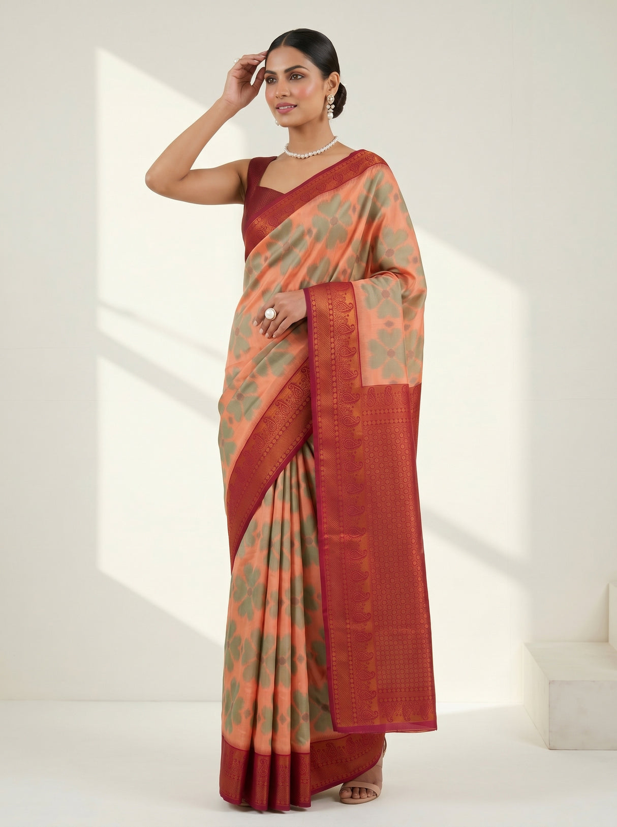 MIMOSA Peach Saree Saree — pose 5 styling detail