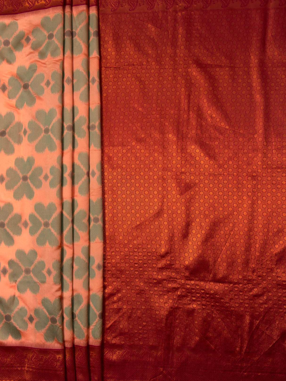 MIMOSA Peach Saree Saree — pallu and zari work detail