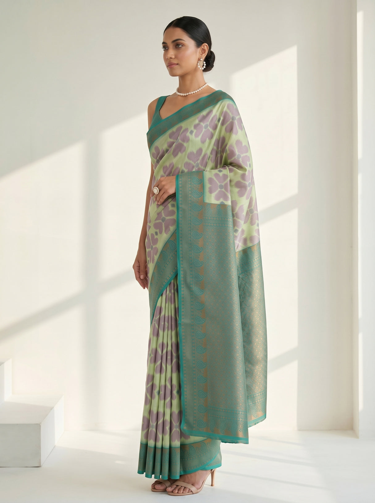 MIMOSA Pista Saree Saree — pose 3 styling detail