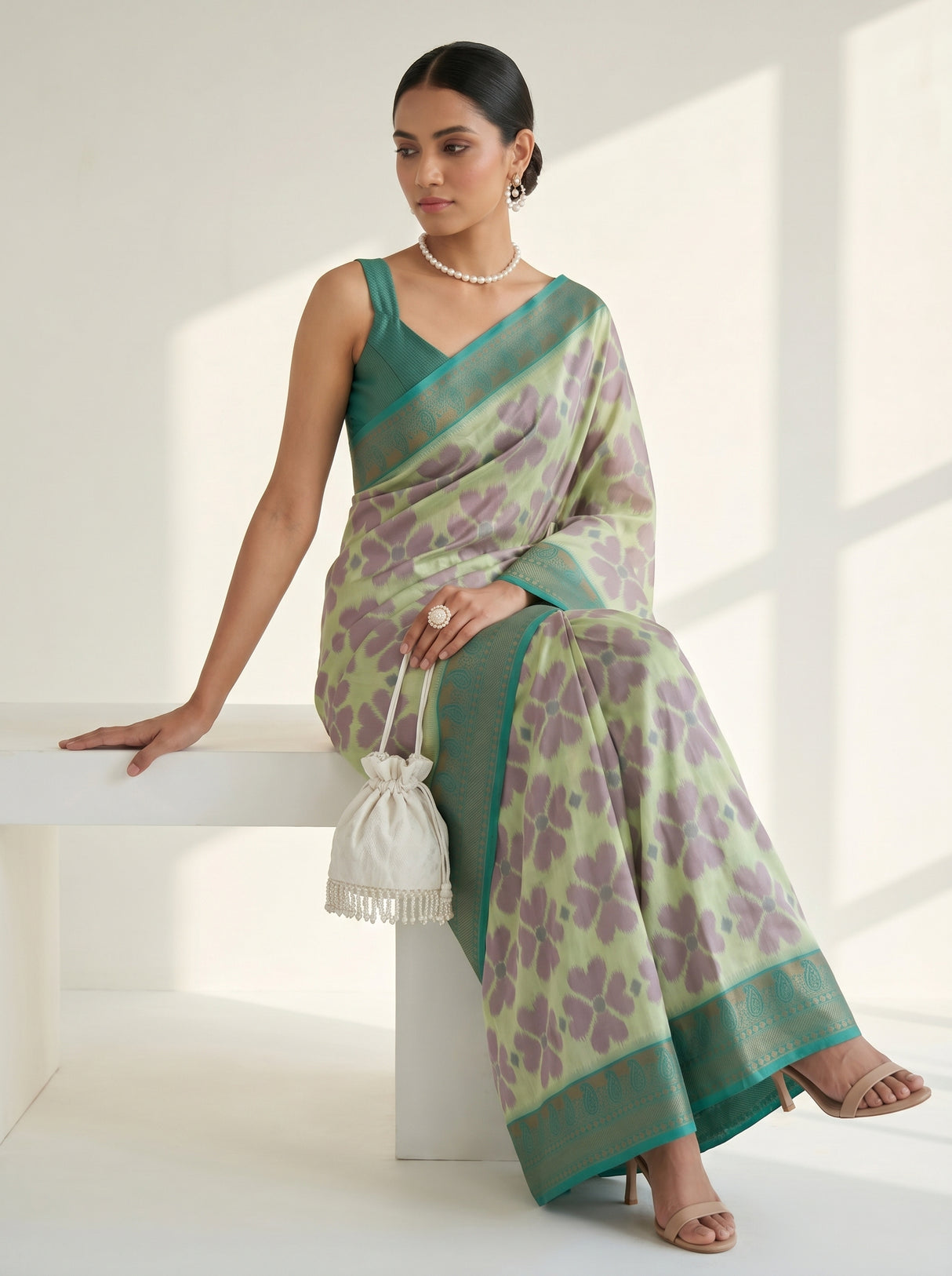 MIMOSA Pista Saree Saree — pose 8 styling detail