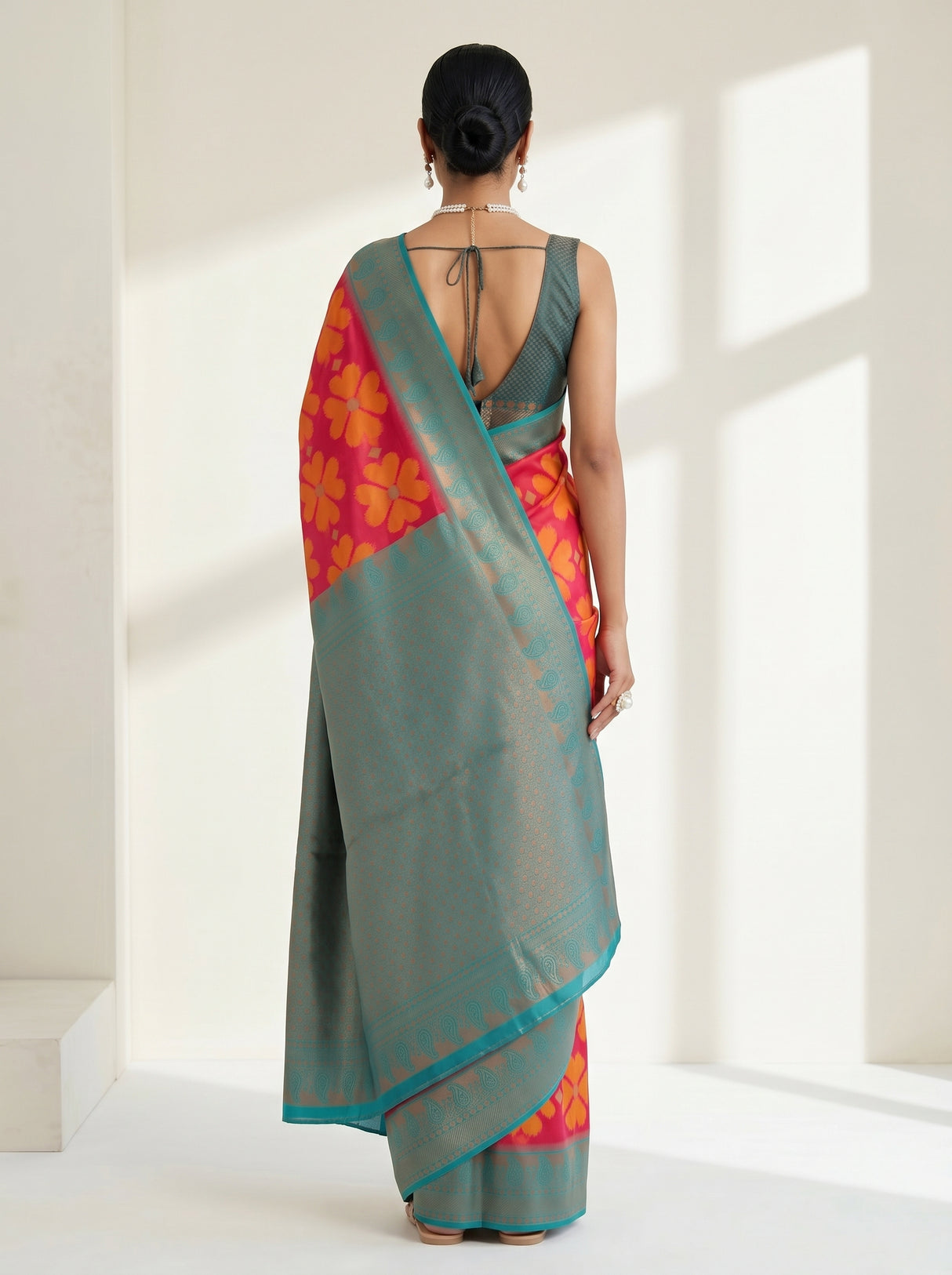 MIMOSA Strawberry Saree Saree — pose 2 styling detail