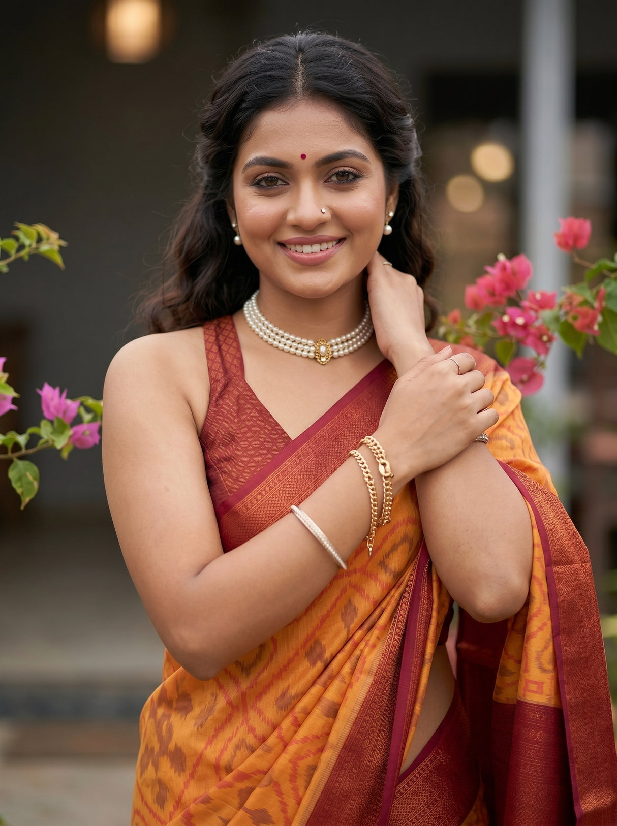 MIMOSA Chiku Saree Saree — pose 10 styling detail