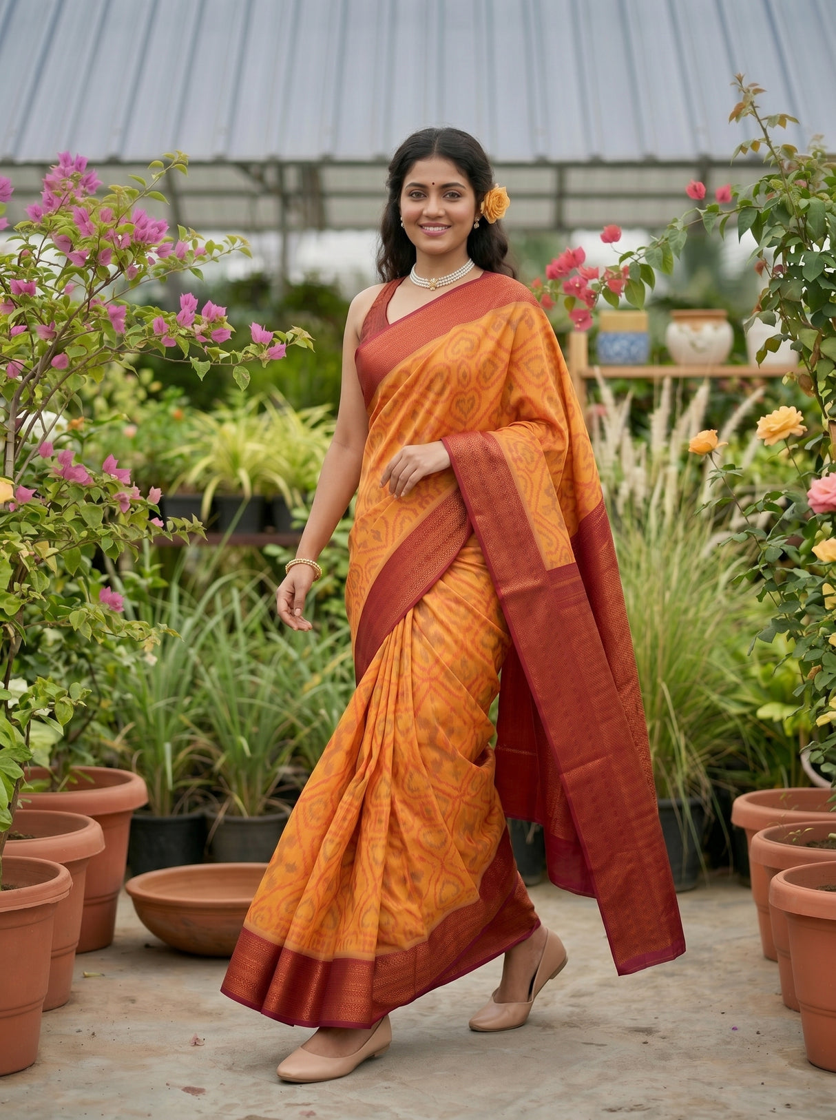 MIMOSA Chiku Saree Saree — pose 6 styling detail