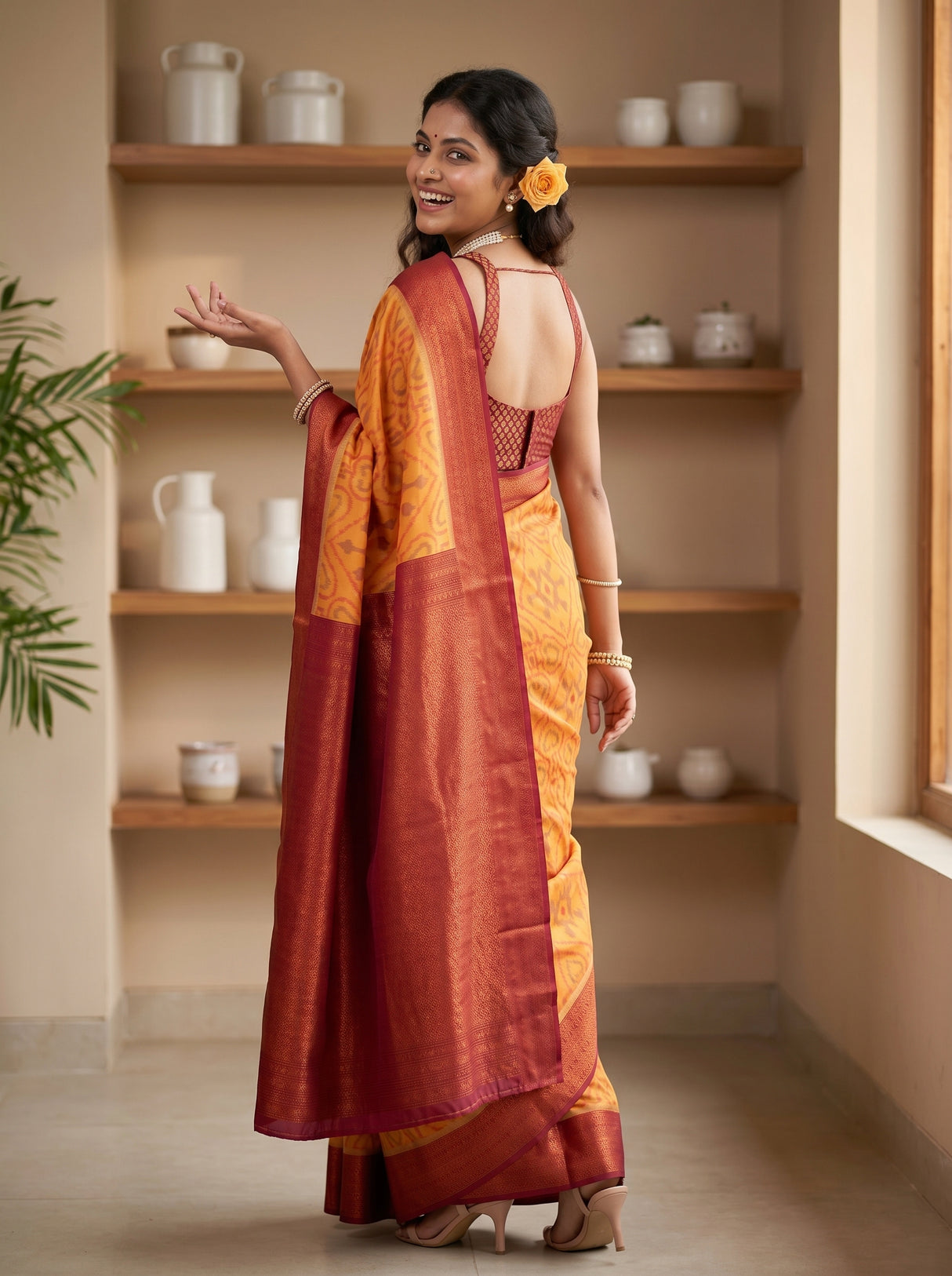MIMOSA Chiku Saree Saree — pose 7 styling detail