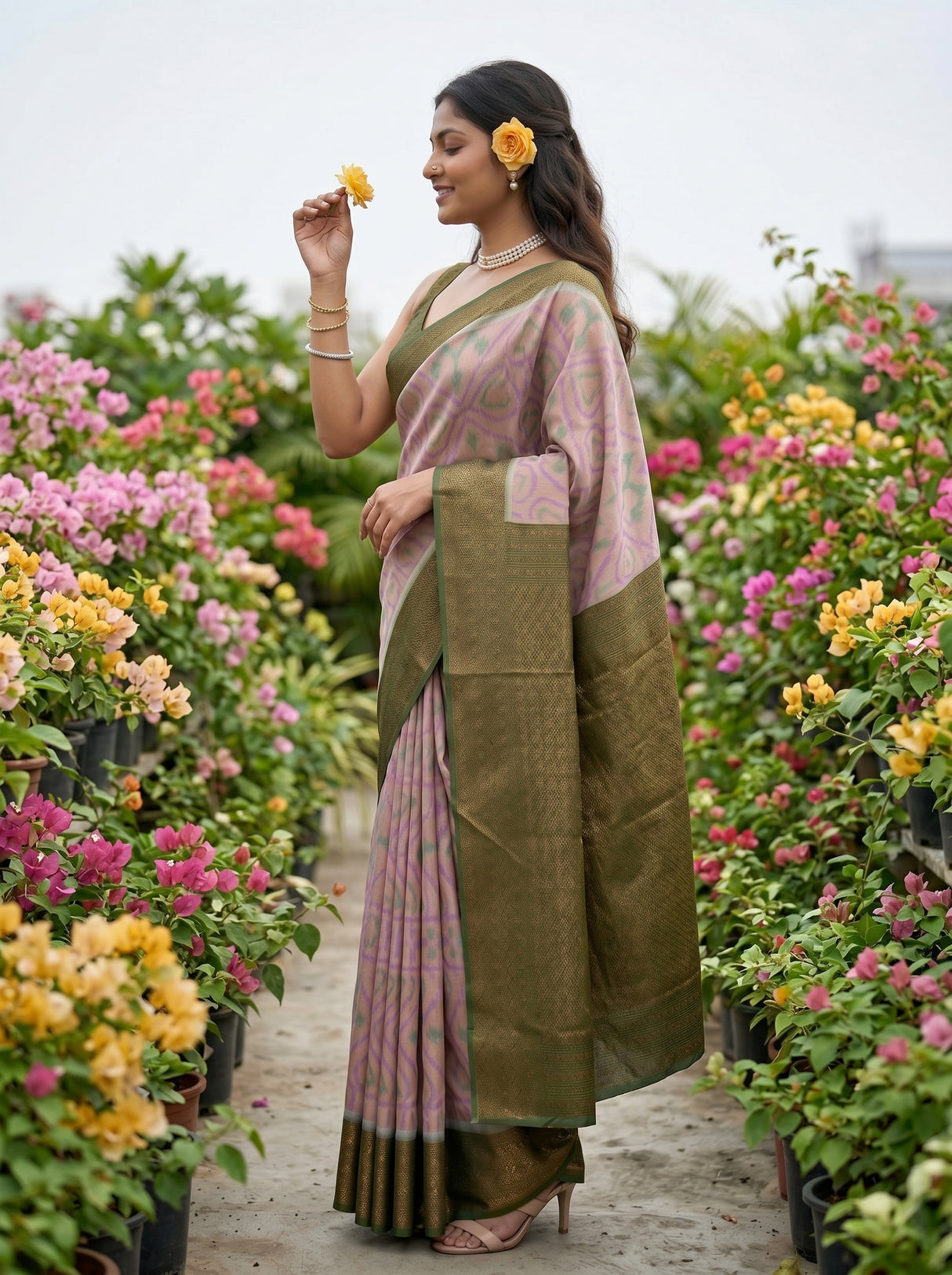 MIMOSA Grey Saree Saree — pose 3 styling detail
