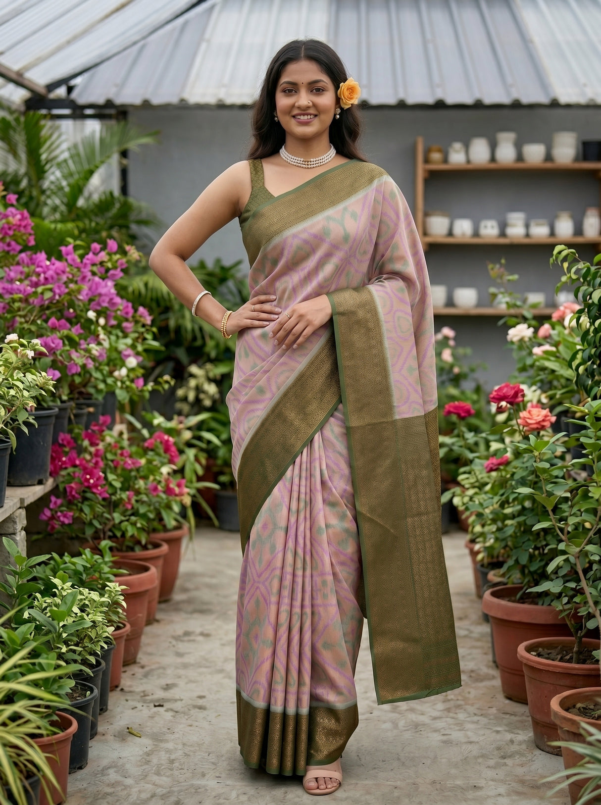MIMOSA Grey Saree Saree — pose 4 styling detail