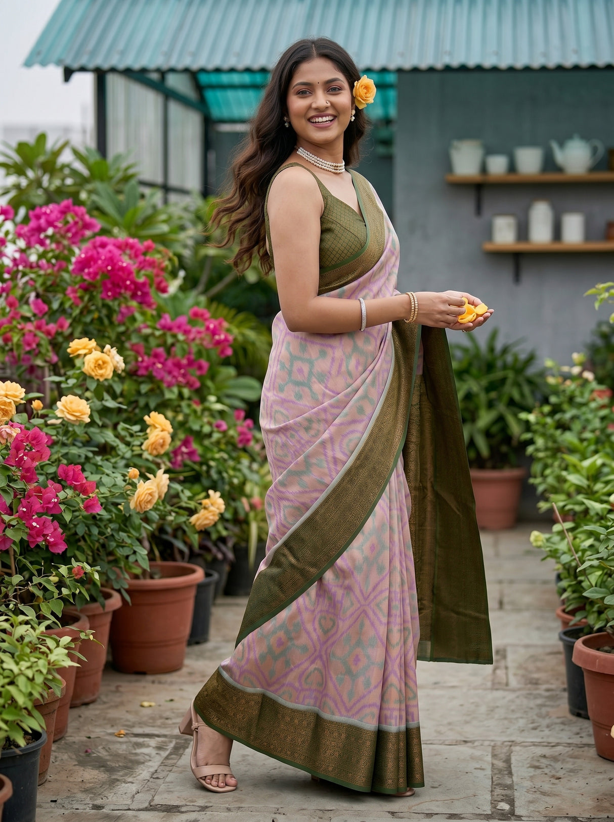 MIMOSA Grey Saree Saree — pose 9 styling detail