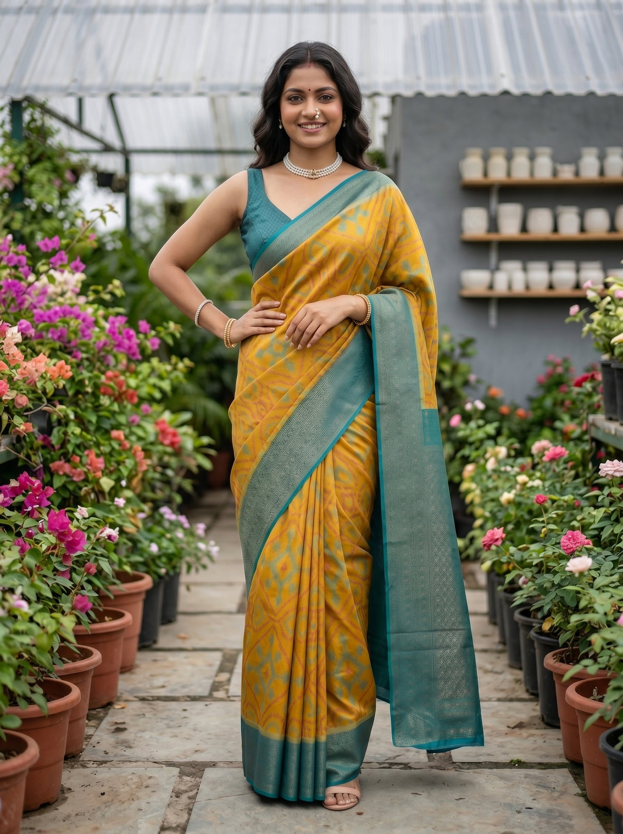 MIMOSA Olive Saree Saree — pose 4 styling detail
