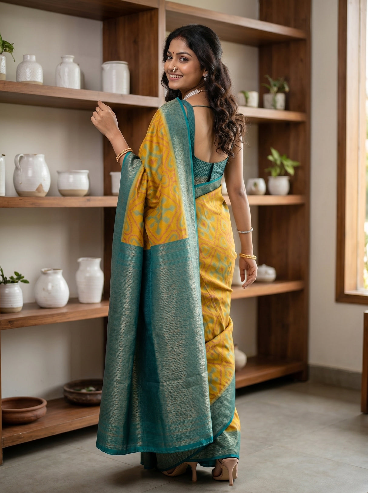 MIMOSA Olive Saree Saree — pose 7 styling detail