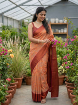 MIMOSA Peach Saree Saree — pose 5 styling detail