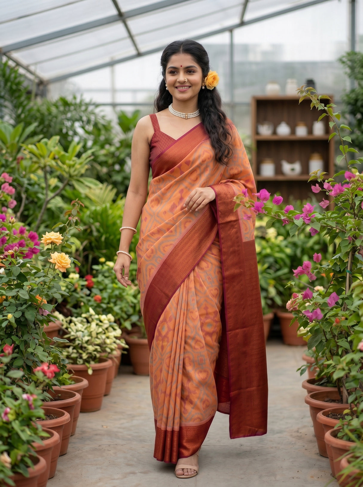 MIMOSA Peach Saree Saree — pose 6 styling detail