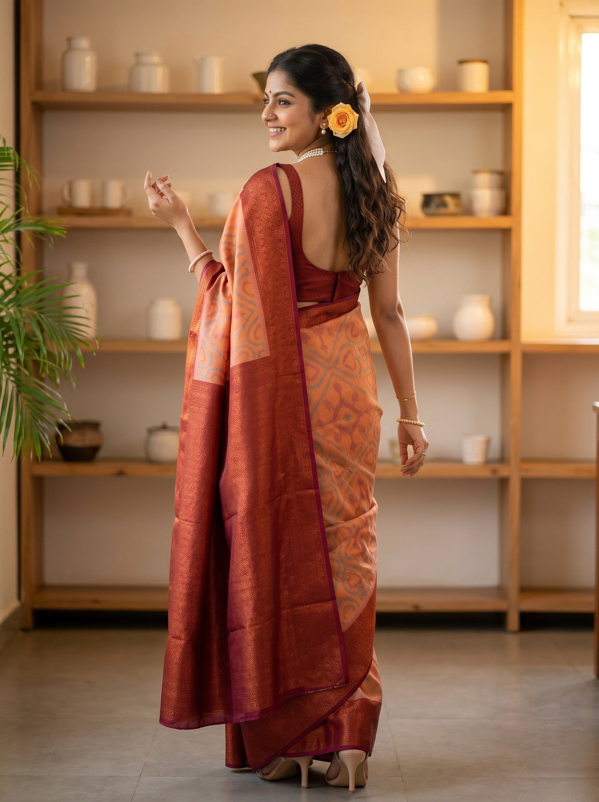 MIMOSA Peach Saree Saree — pose 7 styling detail
