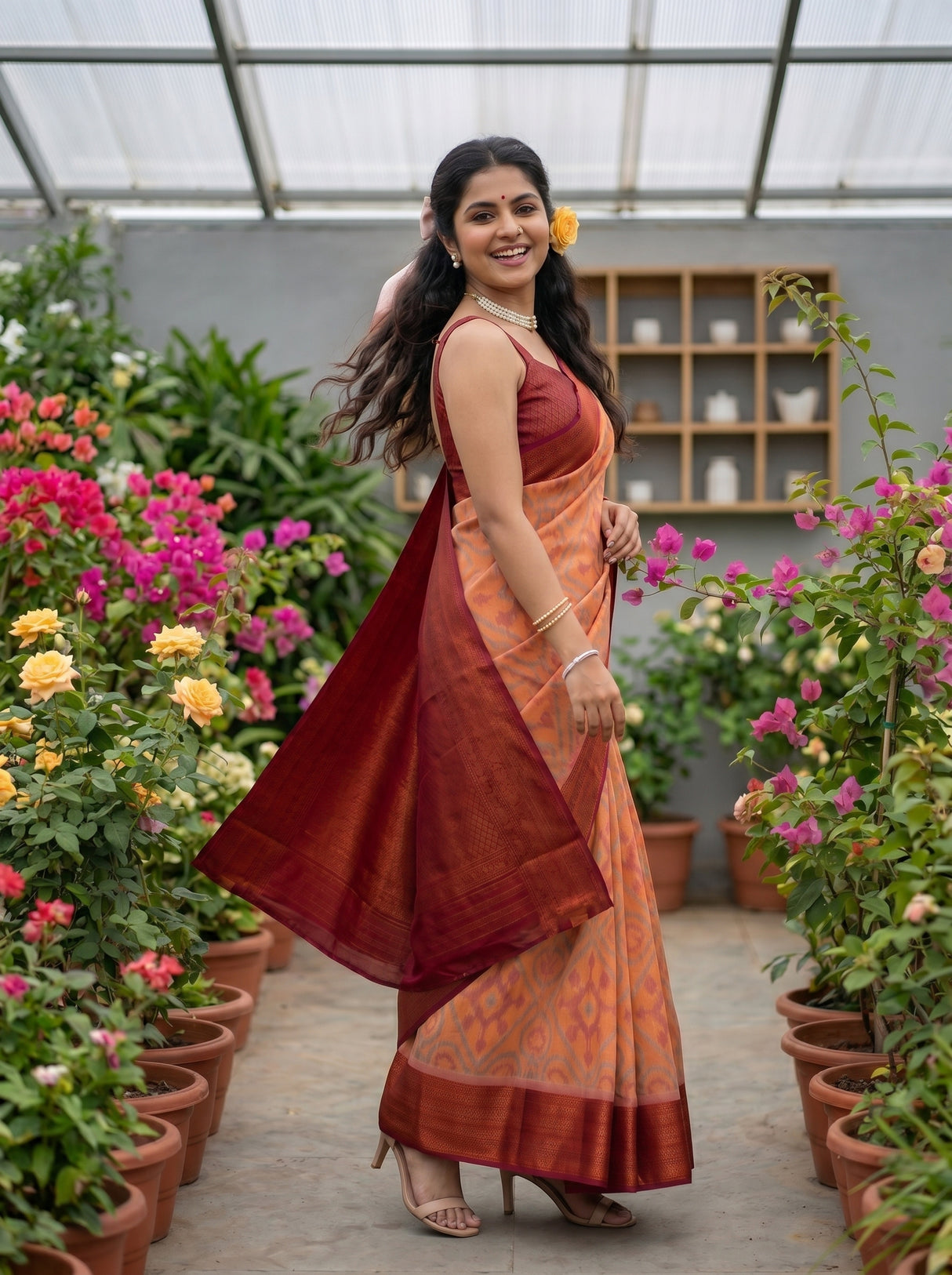MIMOSA Peach Saree Saree — pose 9 styling detail