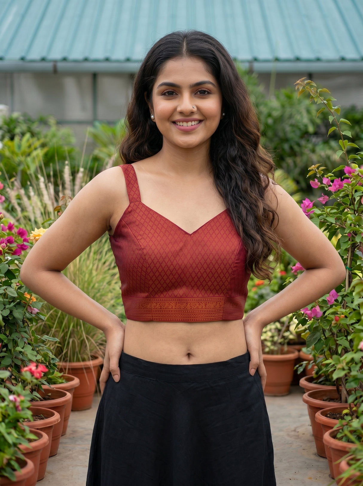 MIMOSA Peach Saree Saree — blouse close-up