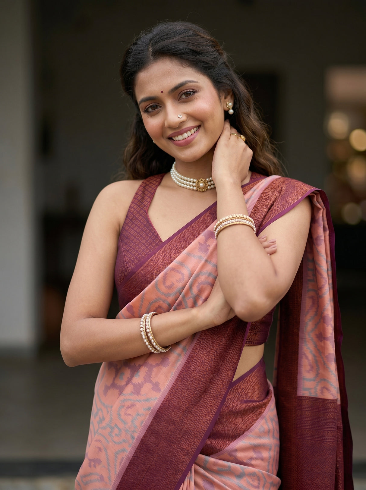 MIMOSA Pink Saree Saree — pose 10 styling detail