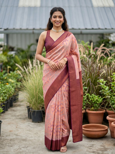 Pink  Saree