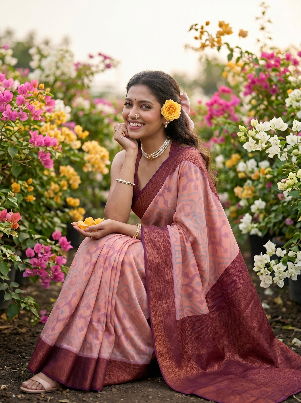 MIMOSA Pink Saree Saree — pose 8 styling detail