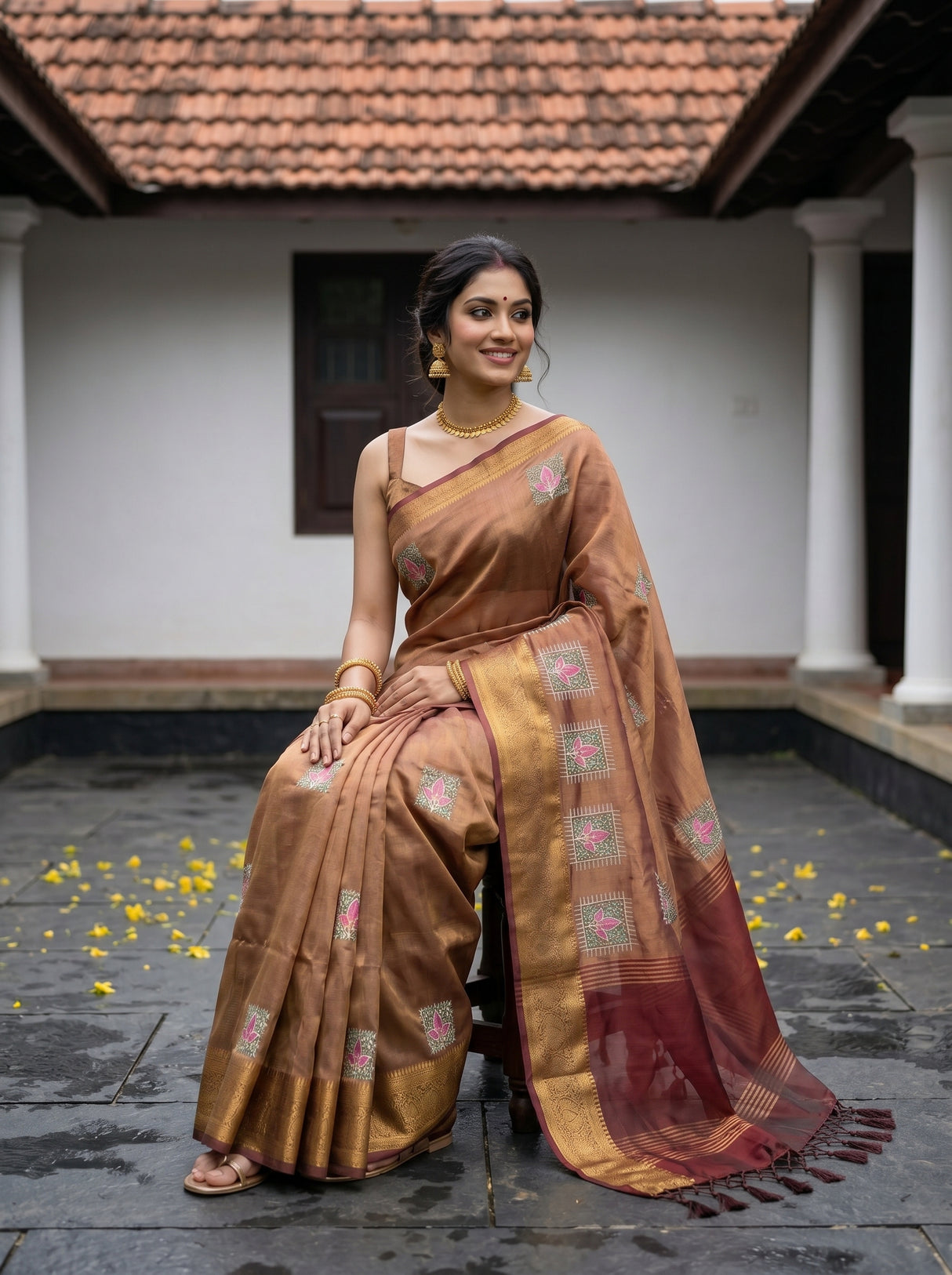 MIMOSA Chocolate Saree Saree — pose 8 styling detail