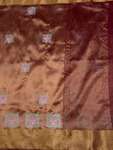 MIMOSA Chocolate Saree Saree — pallu and zari work detail