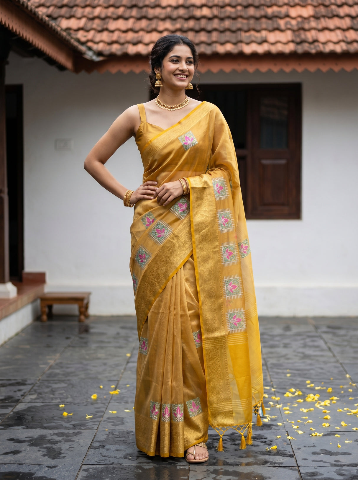 MIMOSA Gold Saree Saree — pose 4 styling detail