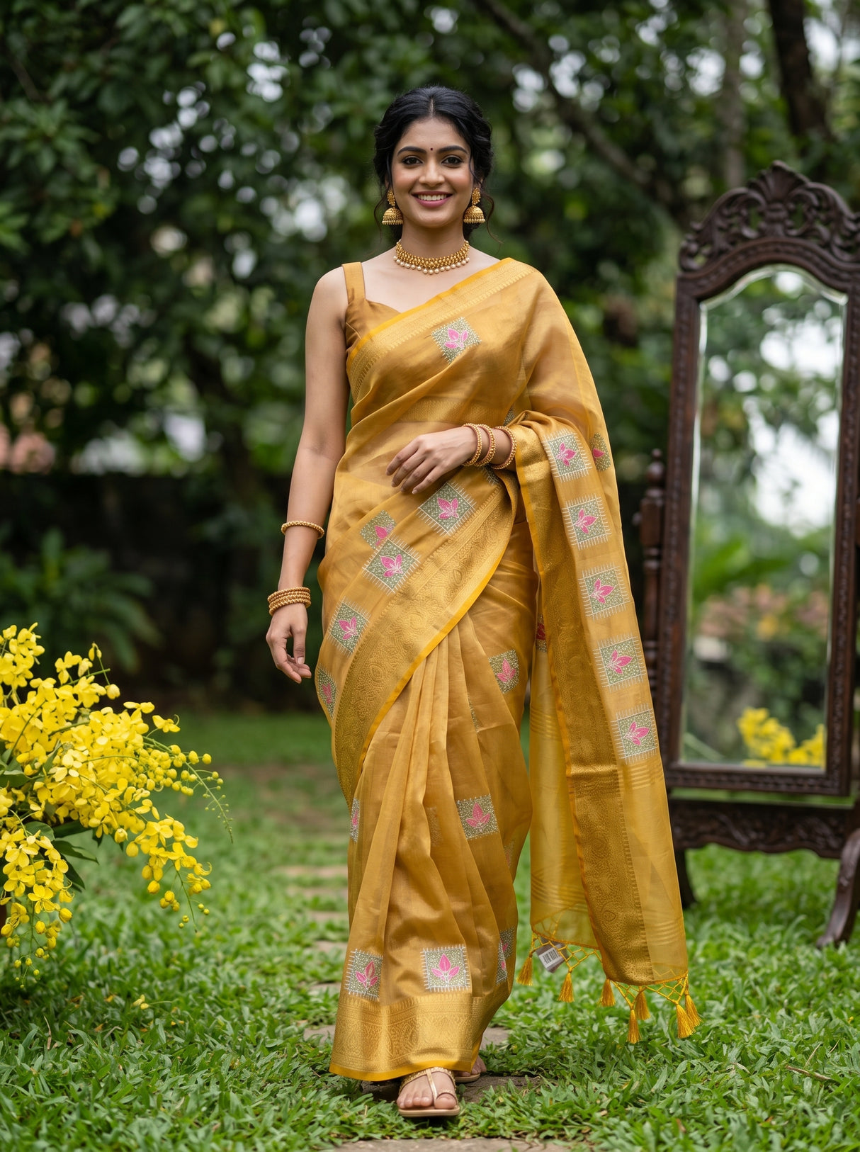 MIMOSA Gold Saree Saree — pose 6 styling detail